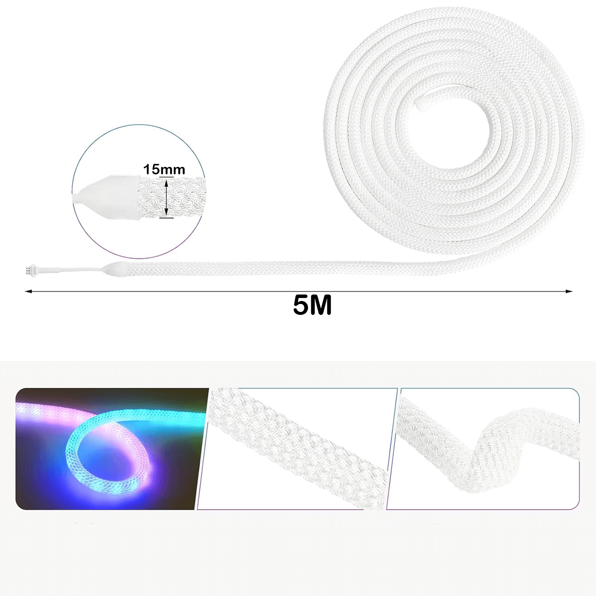 Cuerda LED RGB Inteligente Iluminación Control por App Mando USB MAC25502