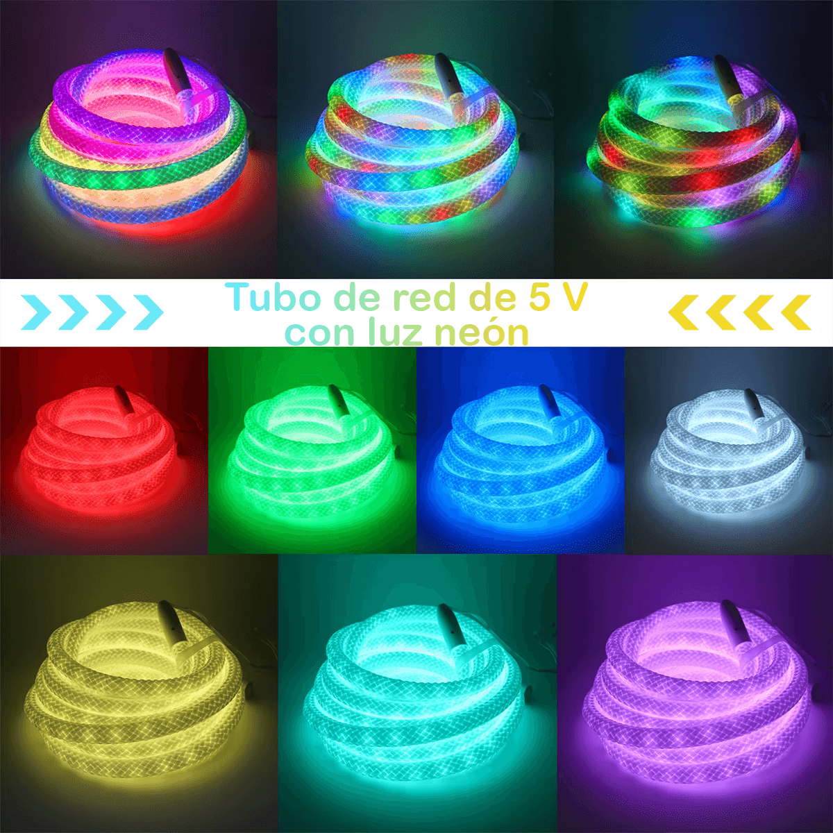 Cuerda LED RGB Inteligente Iluminación Control por App Mando USB MAC25502