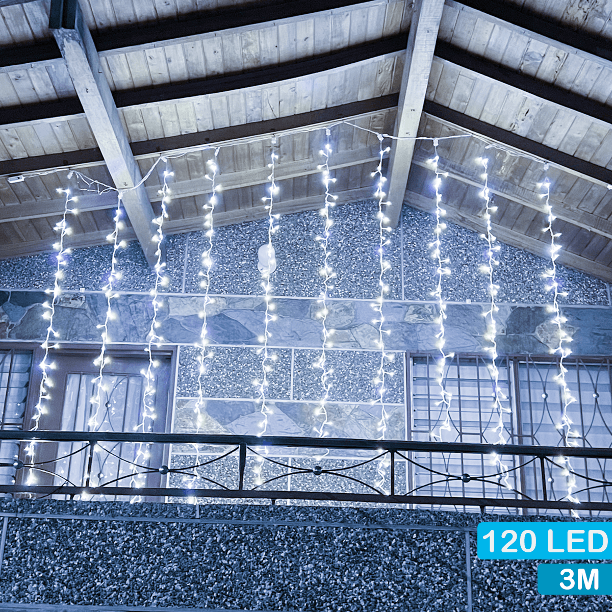Cortina Luz LED Ramal 3.70 x 1.90 M Extensión 800 LED Navidad 2050