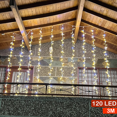 Cortina Luz LED Ramal 3.70 x 1.90 M Extensión 800 LED Navidad 2050