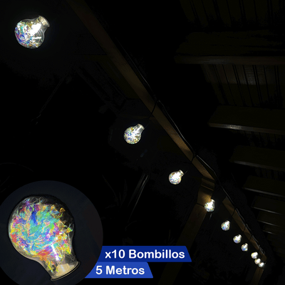 Guirnalda LED x10 Bombillos Confeti 5 m Vintage Extensión Luces Navidad S3995