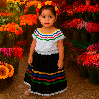 Traje Típico Niña Disfraz Feria Flores x2 Piezas ET00008