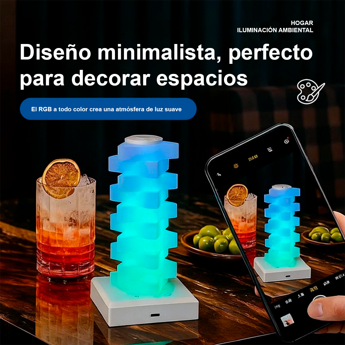 Lámpara Ambiental LED RGB Táctil Recargable Decorativa para Mesa y Habitación TL13