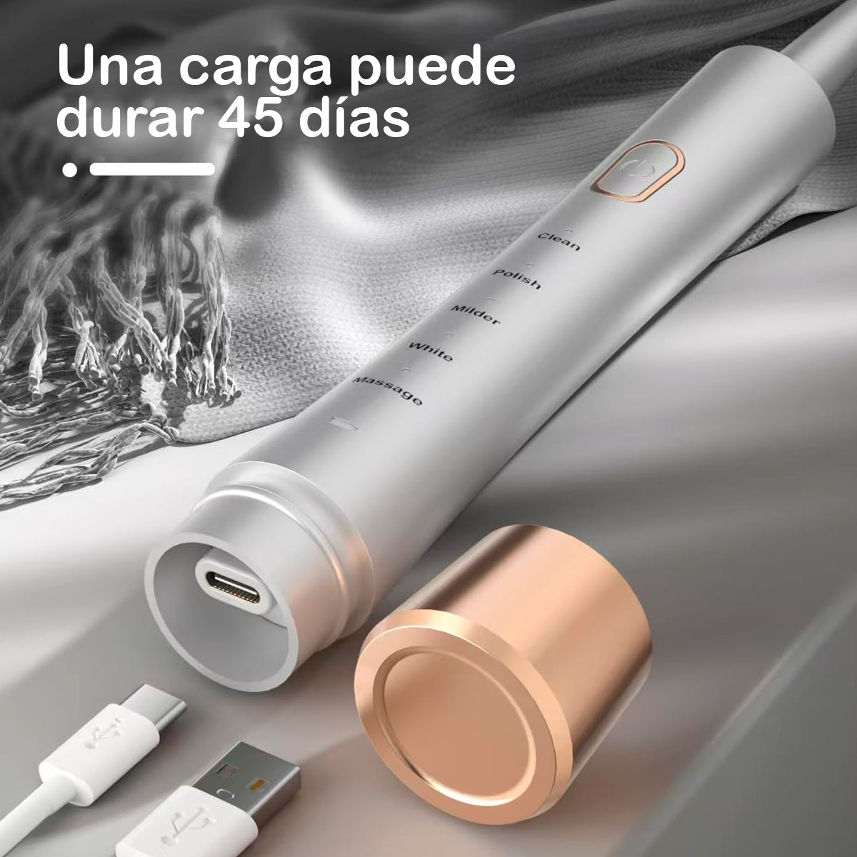 Cepillo Eléctrico Sónico Recargable con 4 Cabezales Limpieza Profunda MD-806
