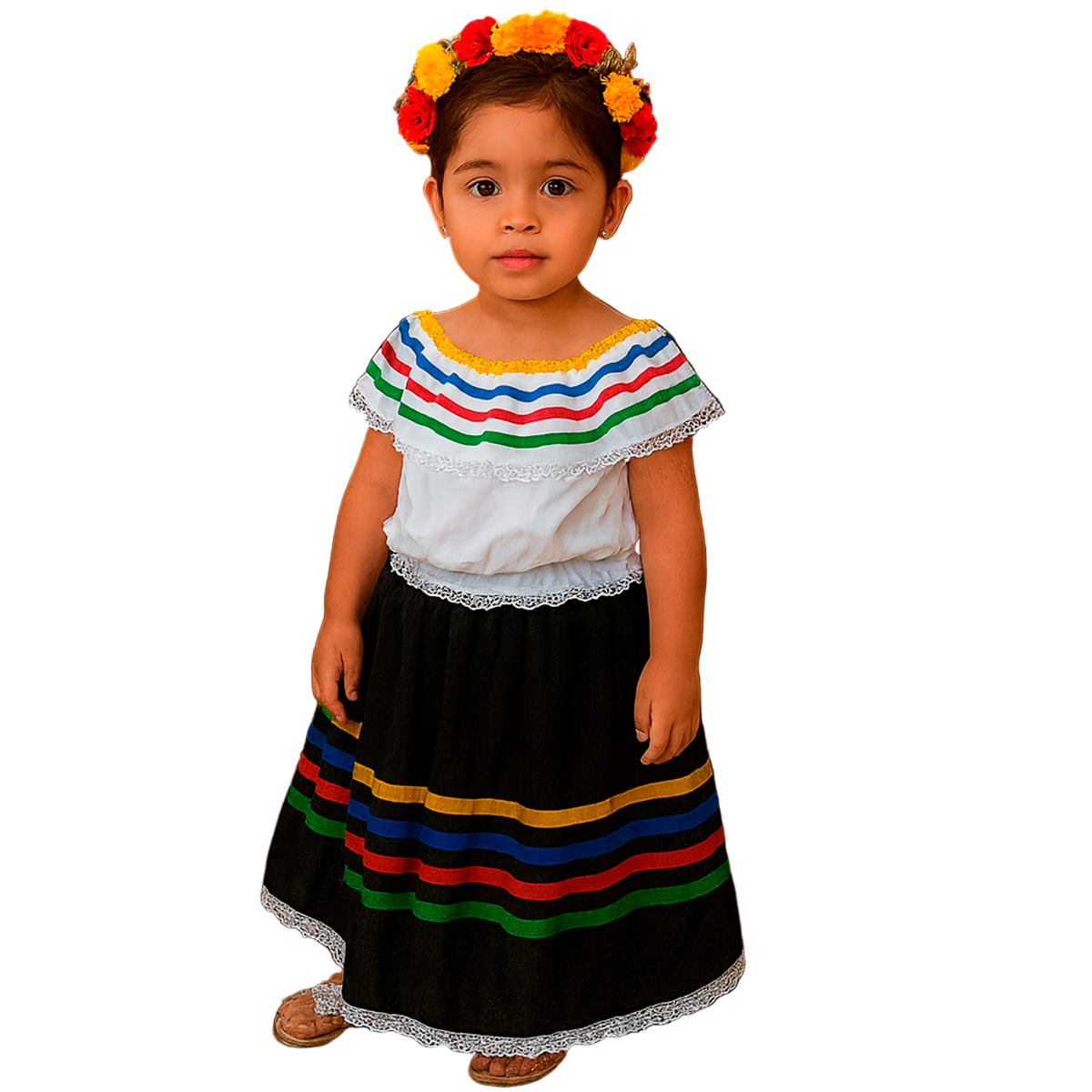 Traje Típico Niña Disfraz Feria Flores x2 Piezas ET00008