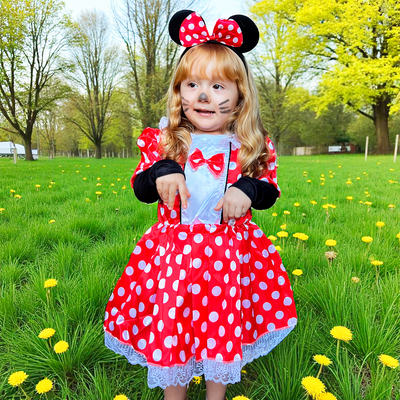 Disfraz De Minnie mouse para Niñas Vestido Diadema Ratona Halloween 44-1
