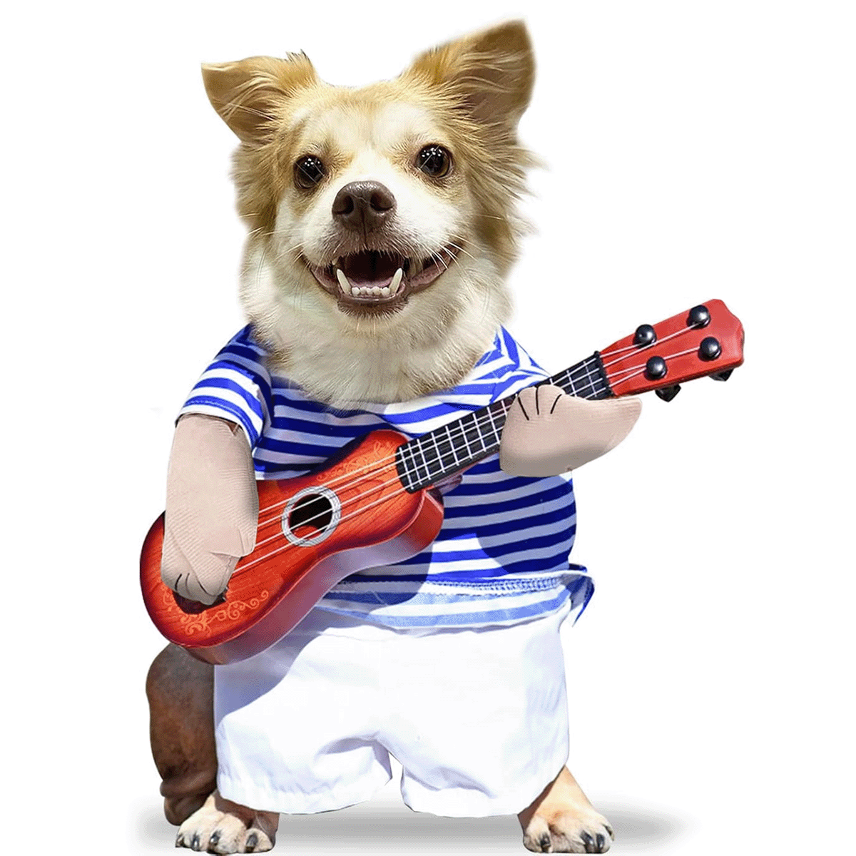 Disfraz Para Mascotas De Guitarrista Músico Guitarra Halloween Perro Gatos PR398