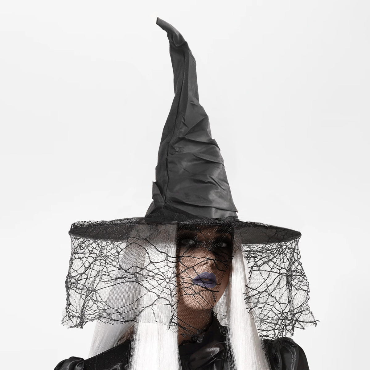 Sombrero De Bruja Con Velo Disfraz Halloween Cosplay BRU01