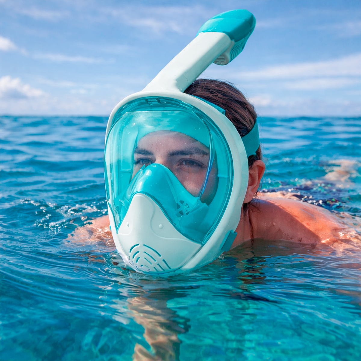Máscara Snorkel Facial Completa 180° Soporte para Cámara Piscina Playa F-200
