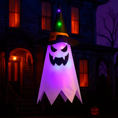 Fantasma Iluminado Colgante con Sombrero de Bruja Decoración Halloween 936-4