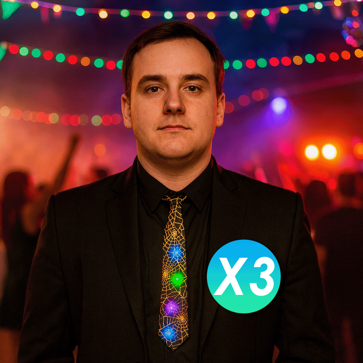 Set Corbatas LED X3 Halloween Disfraz Fiestas Adultos Niños AX936-8