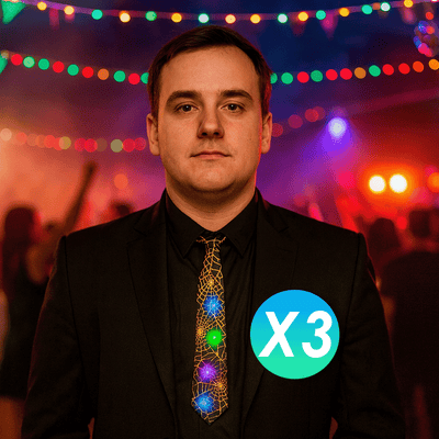 Set Corbatas LED X3 Halloween Disfraz Fiestas Adultos Niños AX936-8