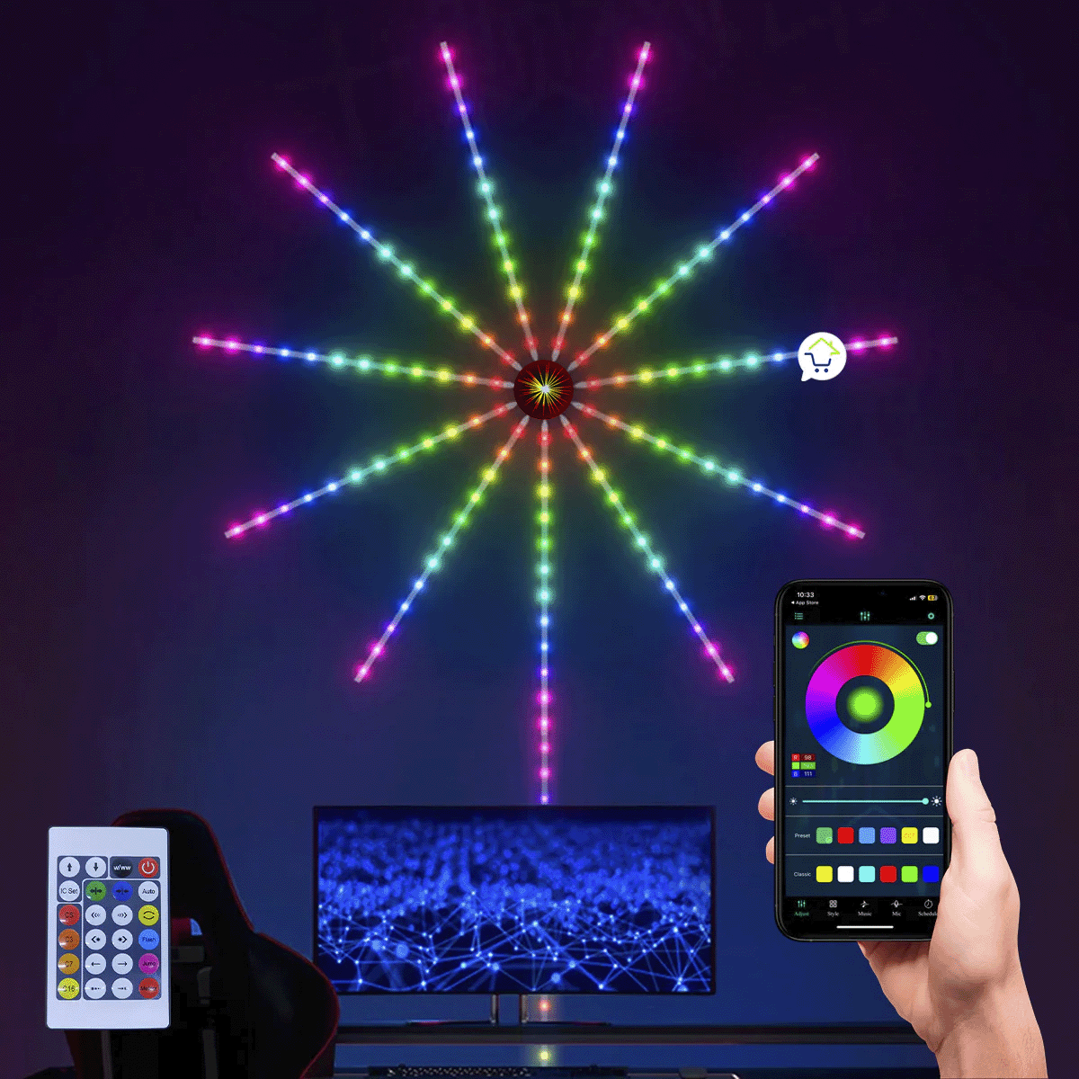 Tira LED Fuegos Artificiales App Bluetooth 130 LED RGB ECC180RGB