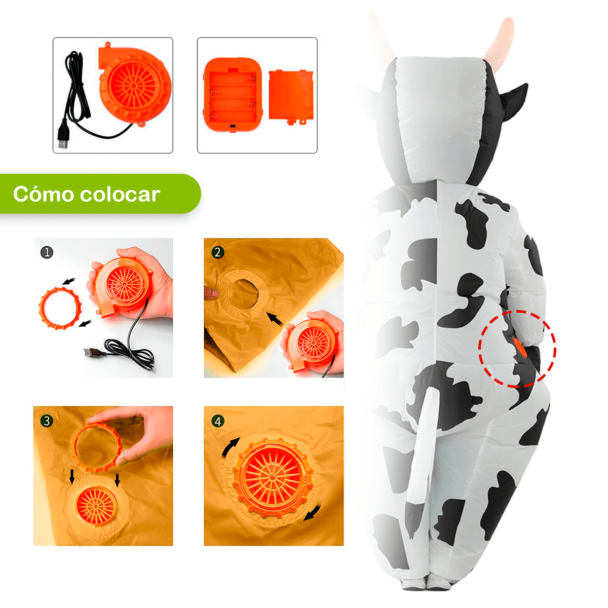Disfraz Inflable De Vaca Dibujos Animados Para Adultos Halloween MA-910