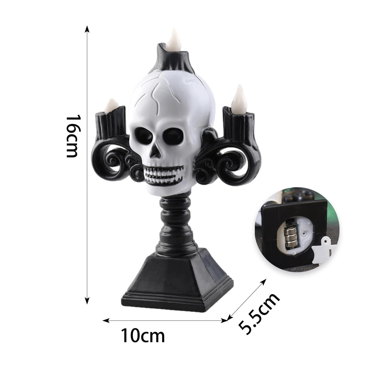 Candelabro Vela LED Calavera Halloween Decoración Terror AX936-7