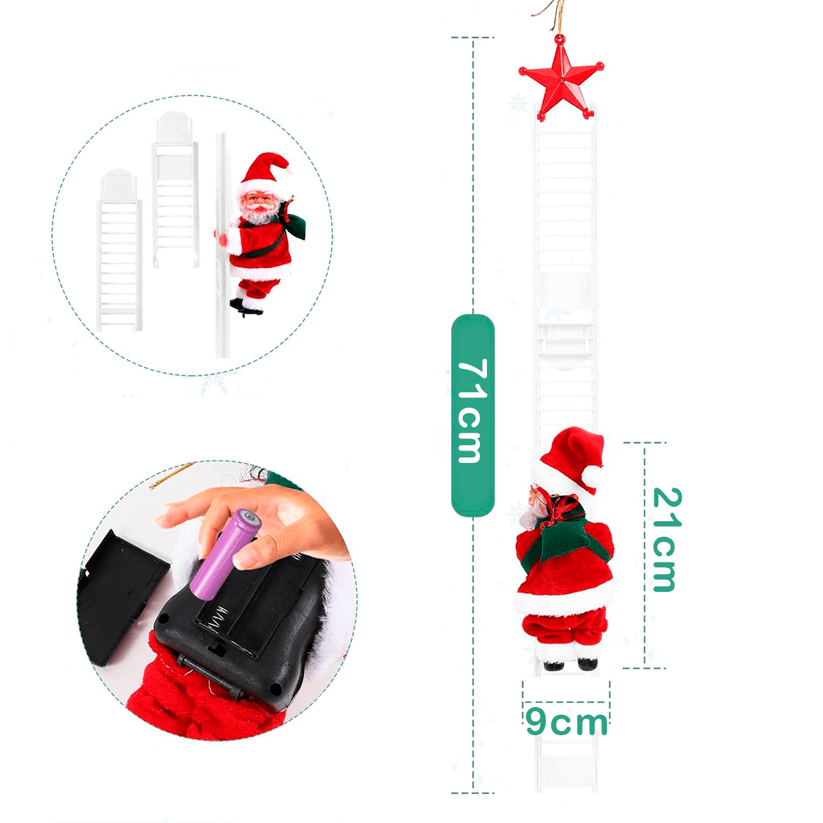 Papá Noel Escalera Sube y Baja Musical Escalador Adorno Navideño L-13
