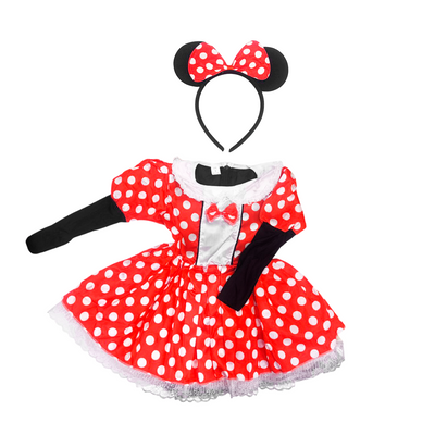Disfraz De Minnie mouse para Niñas Vestido Diadema Ratona Halloween 44-1