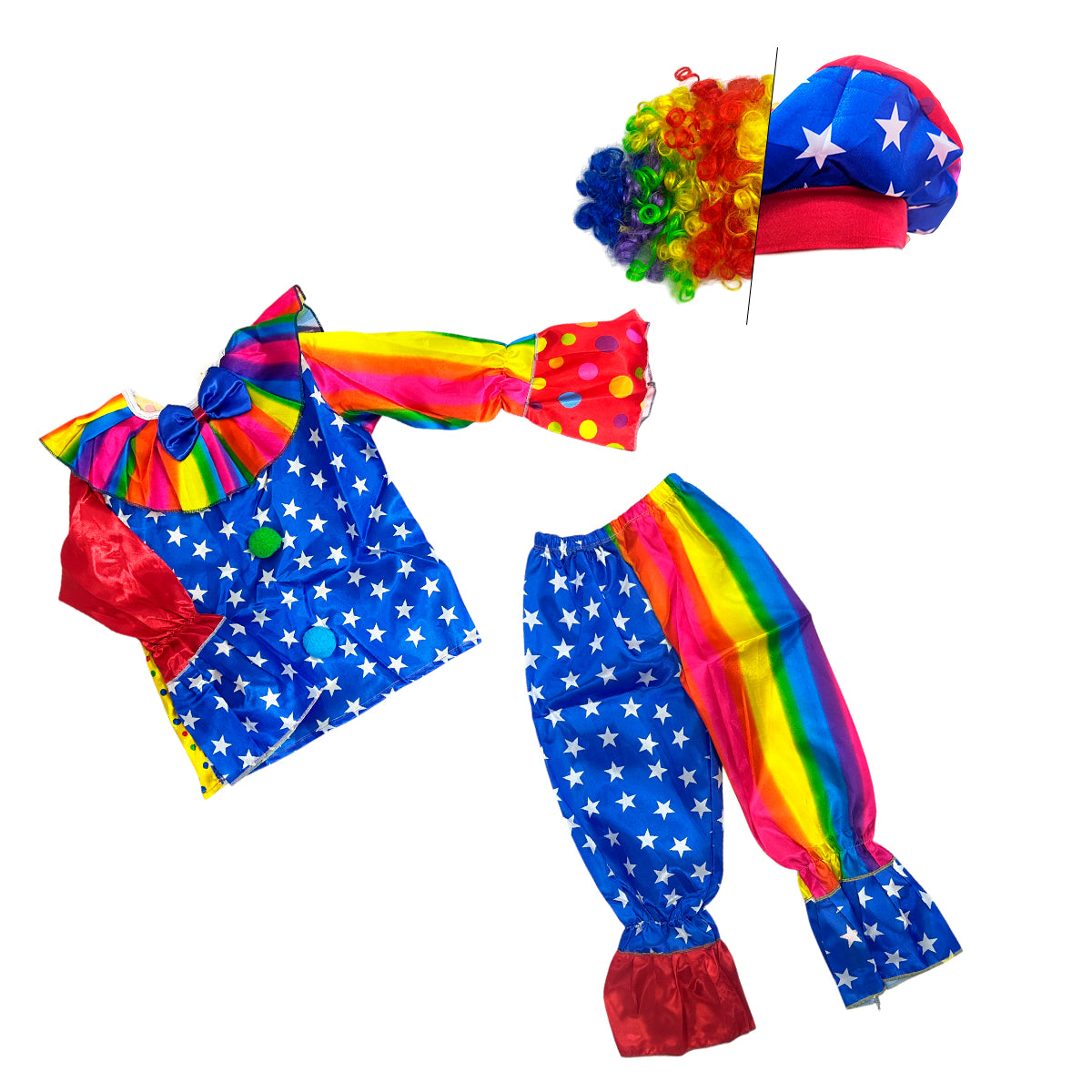 Disfraz de Payaso Colorido para Niño y Adulto Carnaval Halloween DSPAYC0