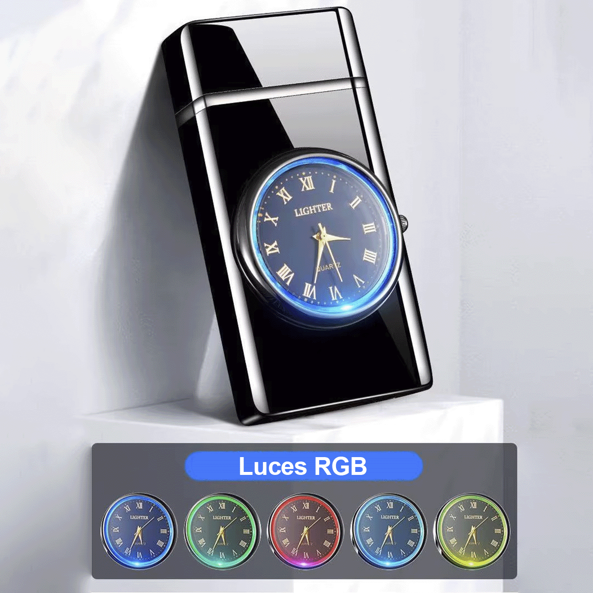 Encendedor Eléctrico de Plasma Recargable USB Reloj Antiviento B0C4NZFHVL