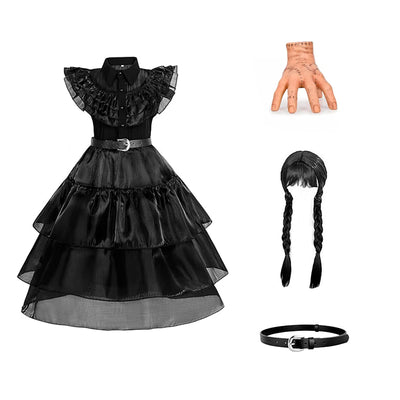 Disfraz Merlina para Niñas Vestido Gótico Halloween Cosplay AX001