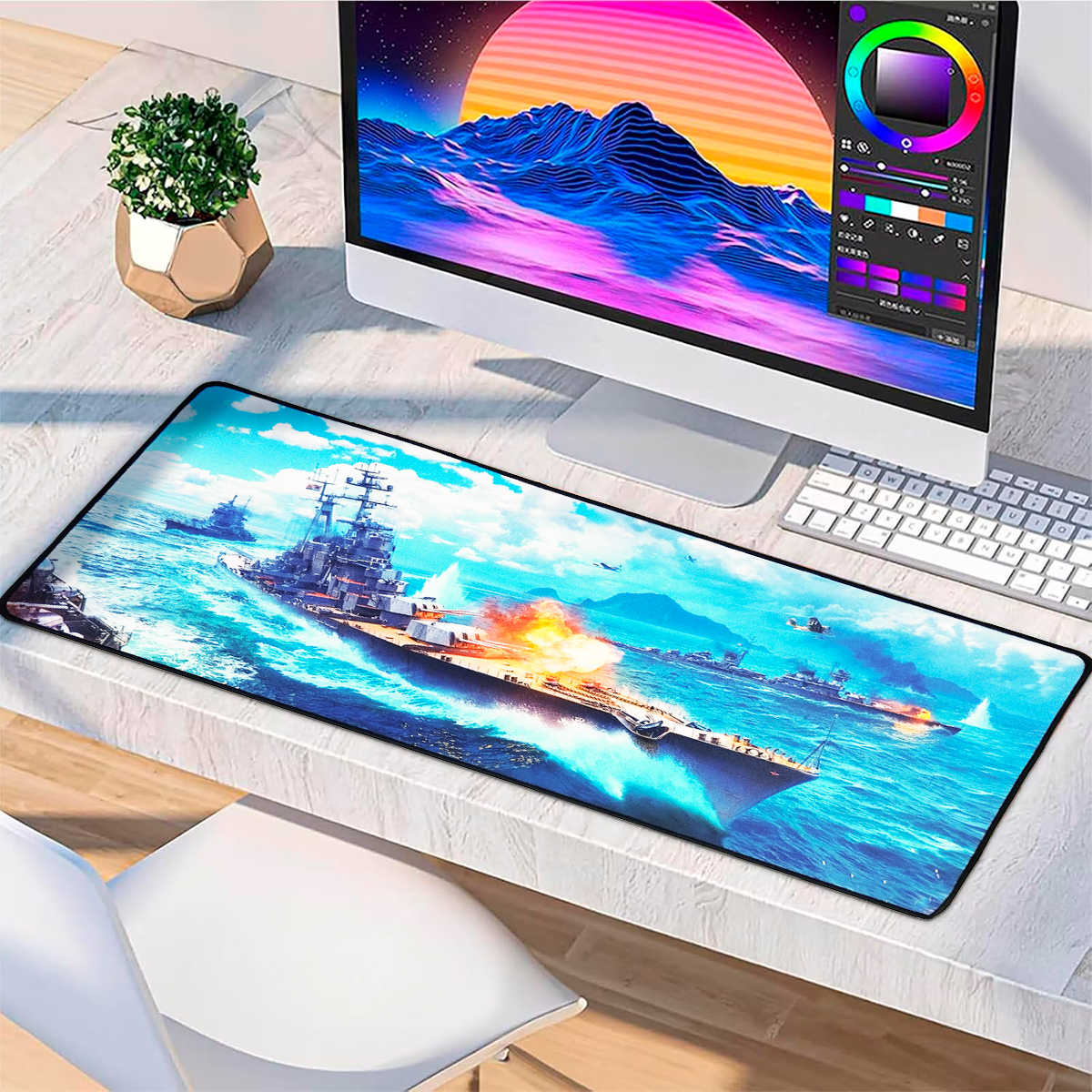 Mouse Pad Gamer XL Antideslizante Impermeable Diseño Barcos 6117