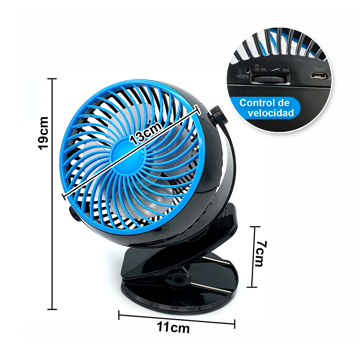 Ventilador Portátil Recargable USB con Clip y Base Ajustable L241-070