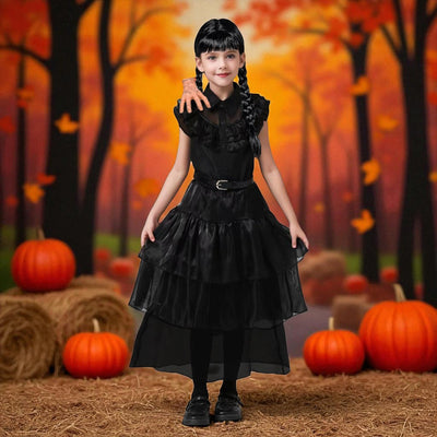 Disfraz Merlina para Niñas Vestido Gótico Halloween Cosplay AX001