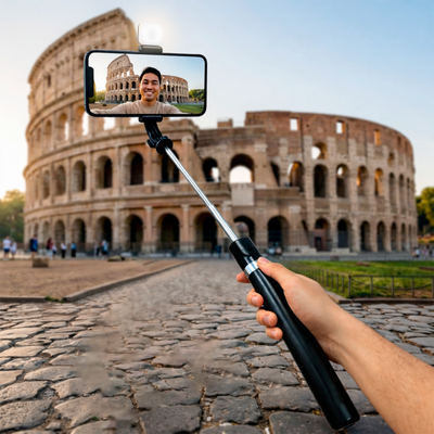 Selfie Stick Trípode Luz LED Recargable Monopod Fotografía R1S-L