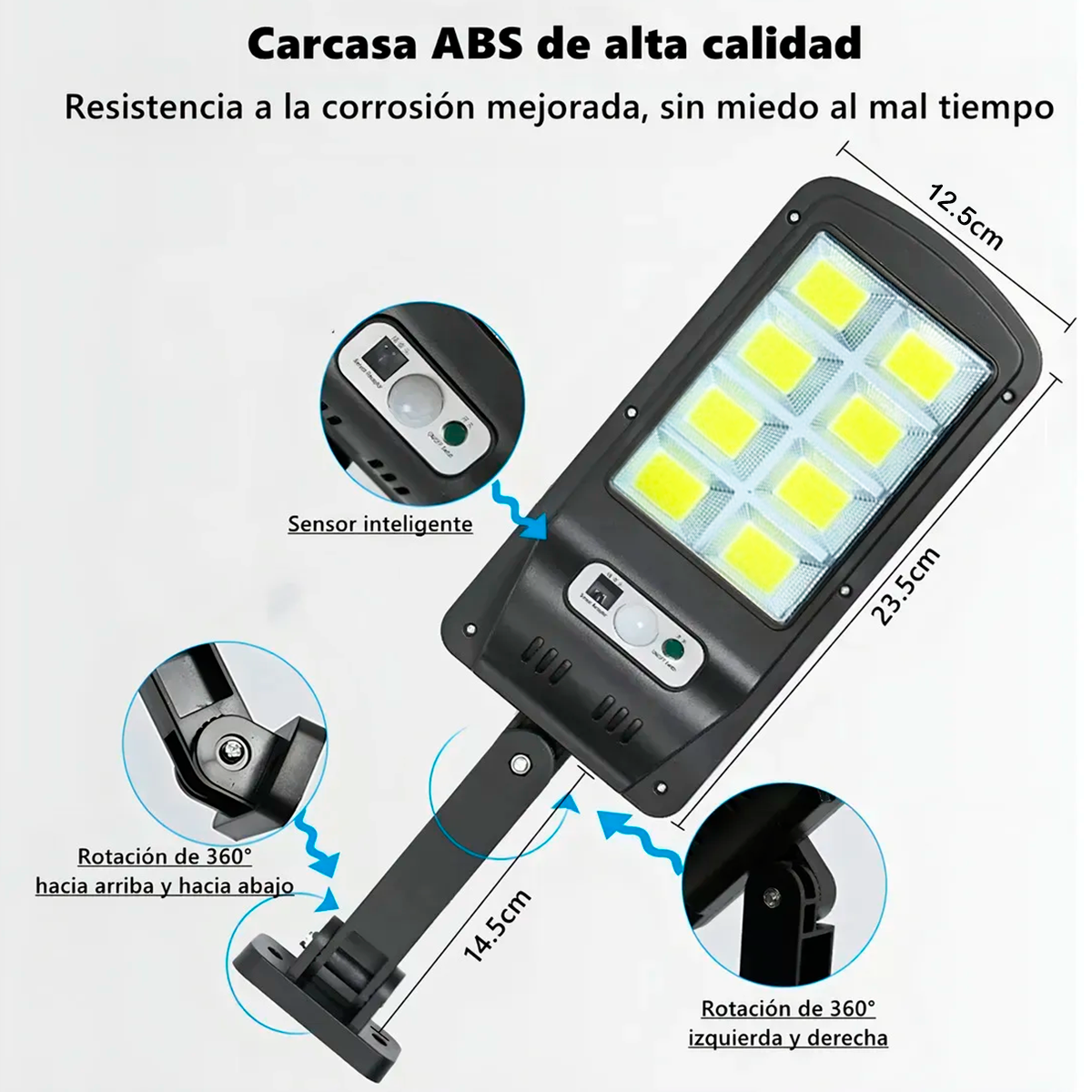 Lámpara Exterior Emergencia Reflector Solar Sensor Movimiento JX616E