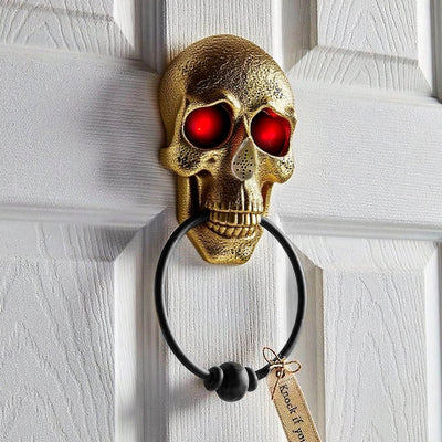 Timbre Halloween Calavera Con Ojos LED Sonido Espeluznante Decoración Puerta AX936-3