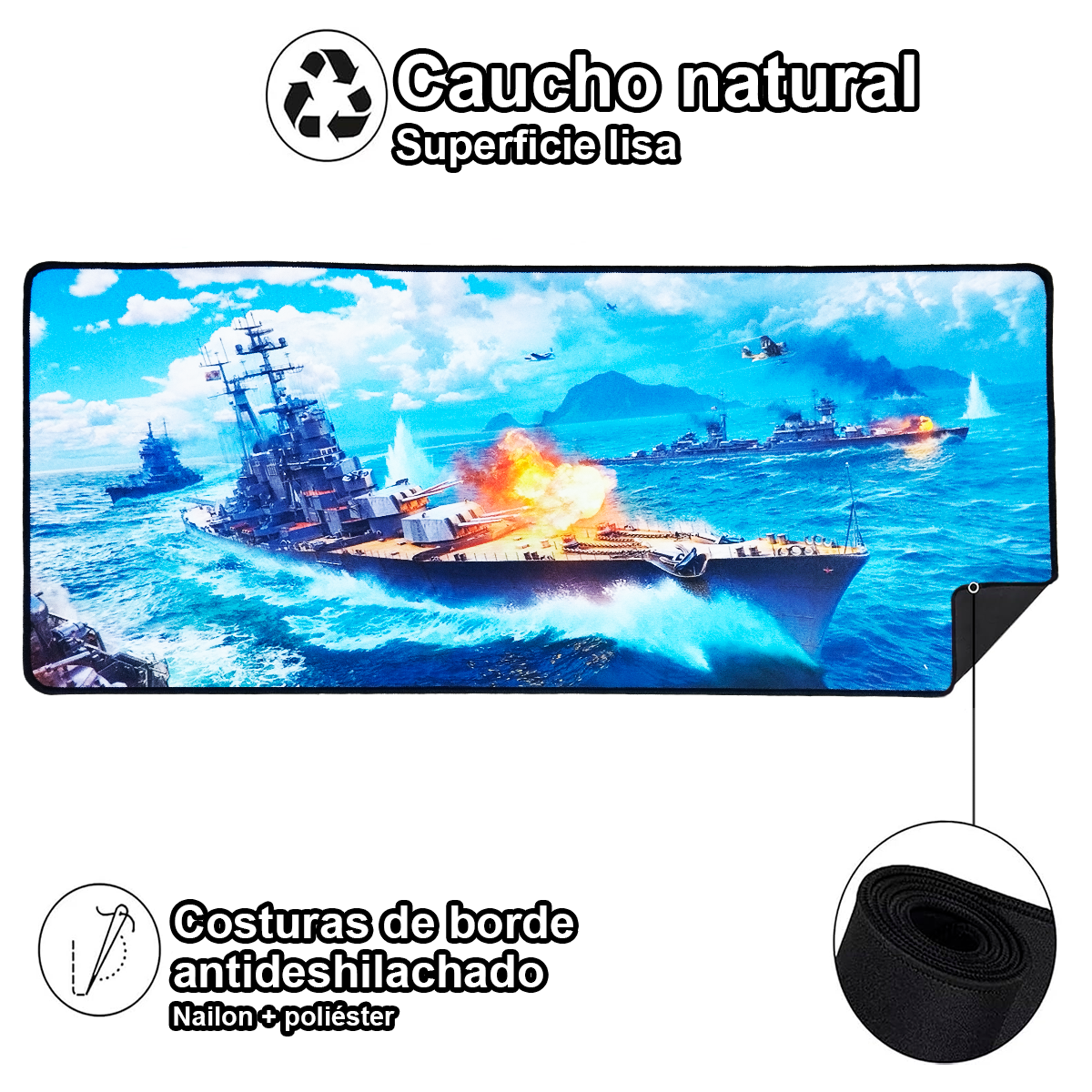 Mouse Pad Gamer XL Antideslizante Impermeable Diseño Barcos 6117