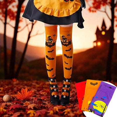 Medias Altas Halloween X3 Bucaneras Estampadas para Disfraz y Fiesta KL-A34