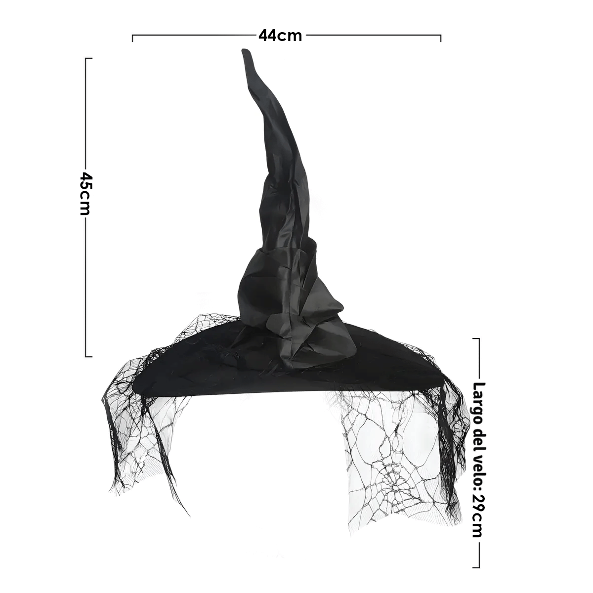 Sombrero De Bruja Con Velo Disfraz Halloween Cosplay BRU01
