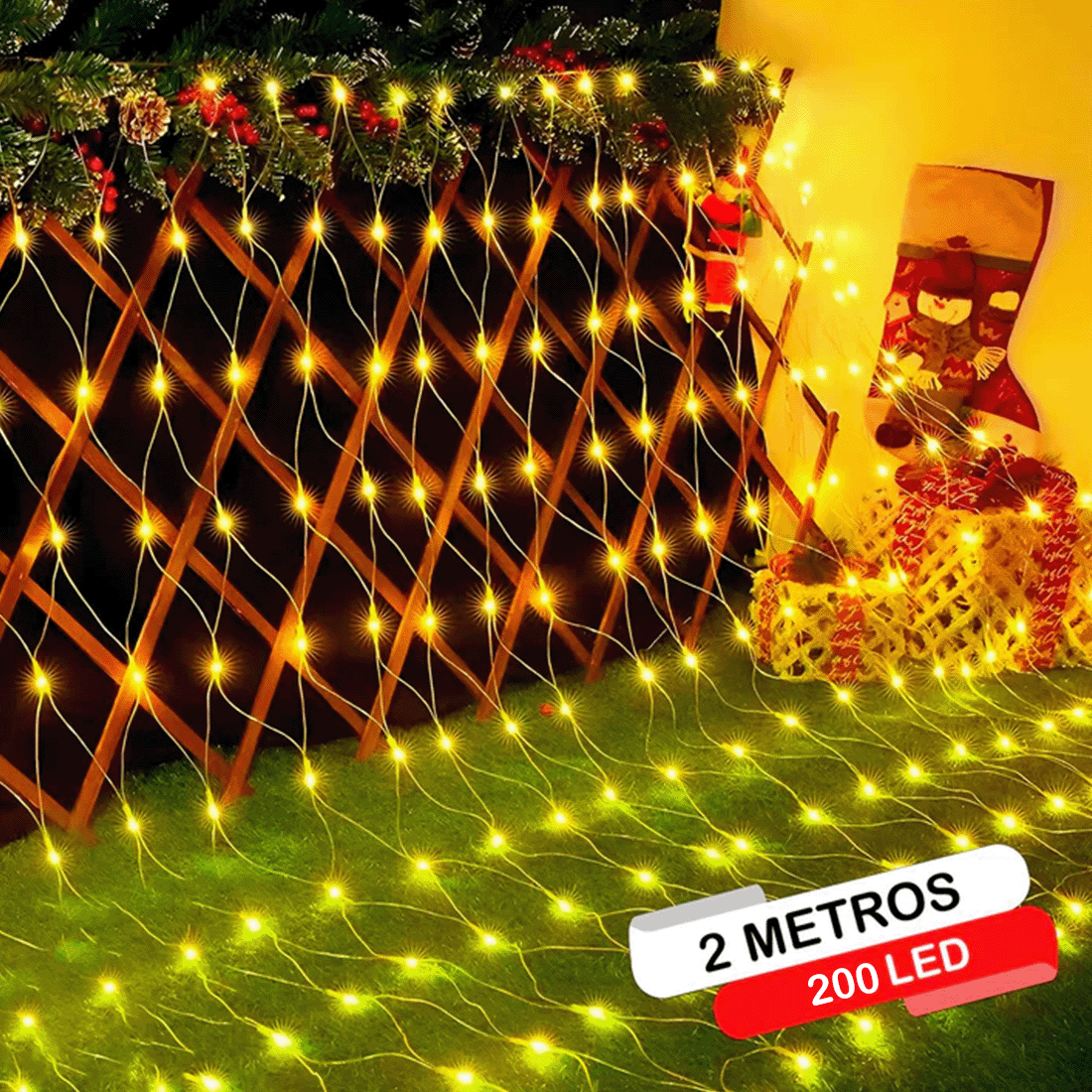 Luces Malla LED 200 Luces 2x1.5 Metros Luz Navidad 2123