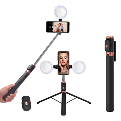 Trípode Selfie Stick con Aros de Luz LED Recargable Monopod Fotografía JC-18H