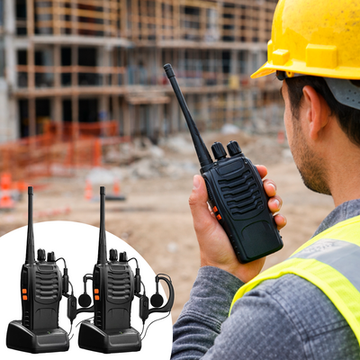 Kit x2 Walkie Talkie Radio Comunicador Recargable con Audífono BF-888S
