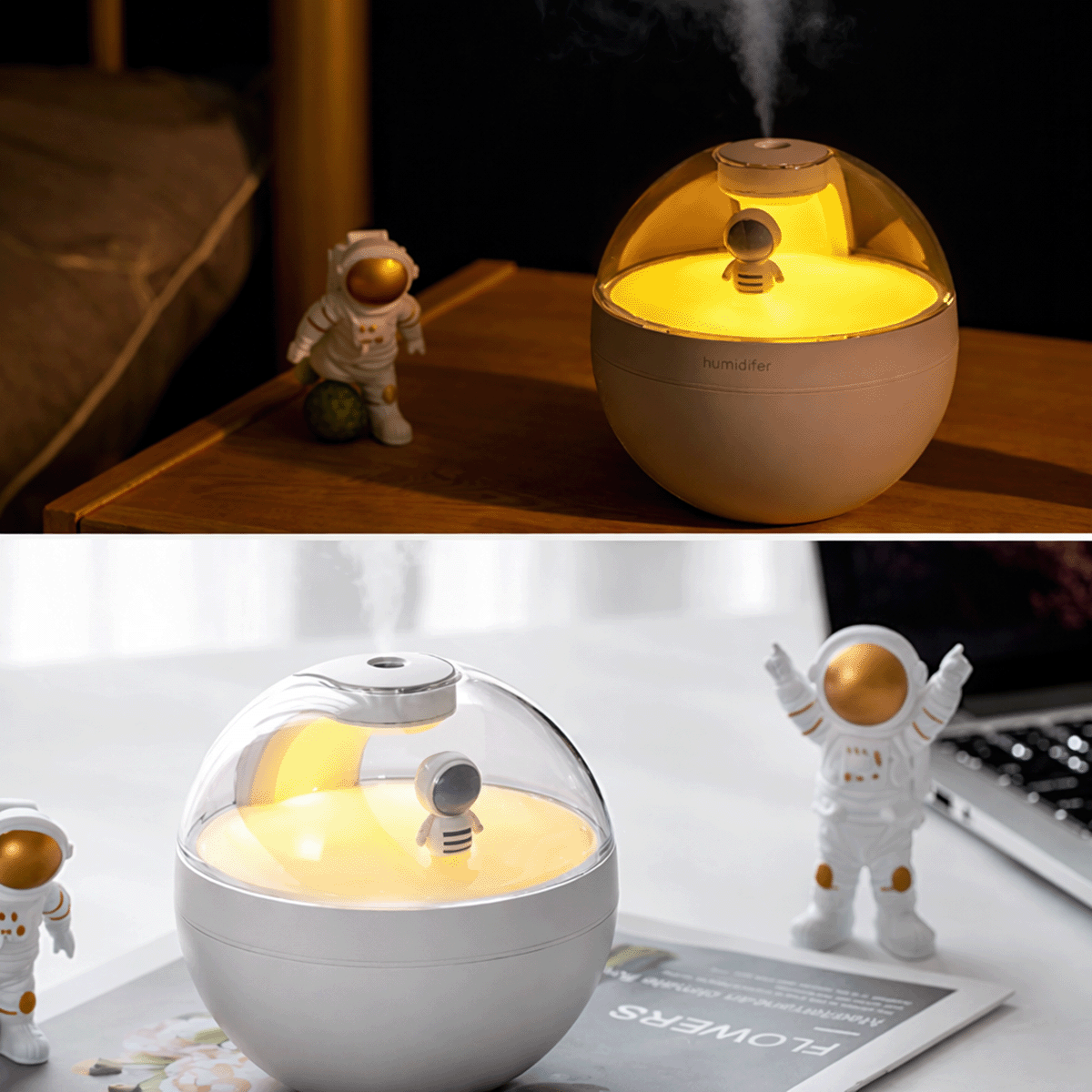 Humidificador Astronauta Ambientador Difusor Aromas con Luz LED 170G