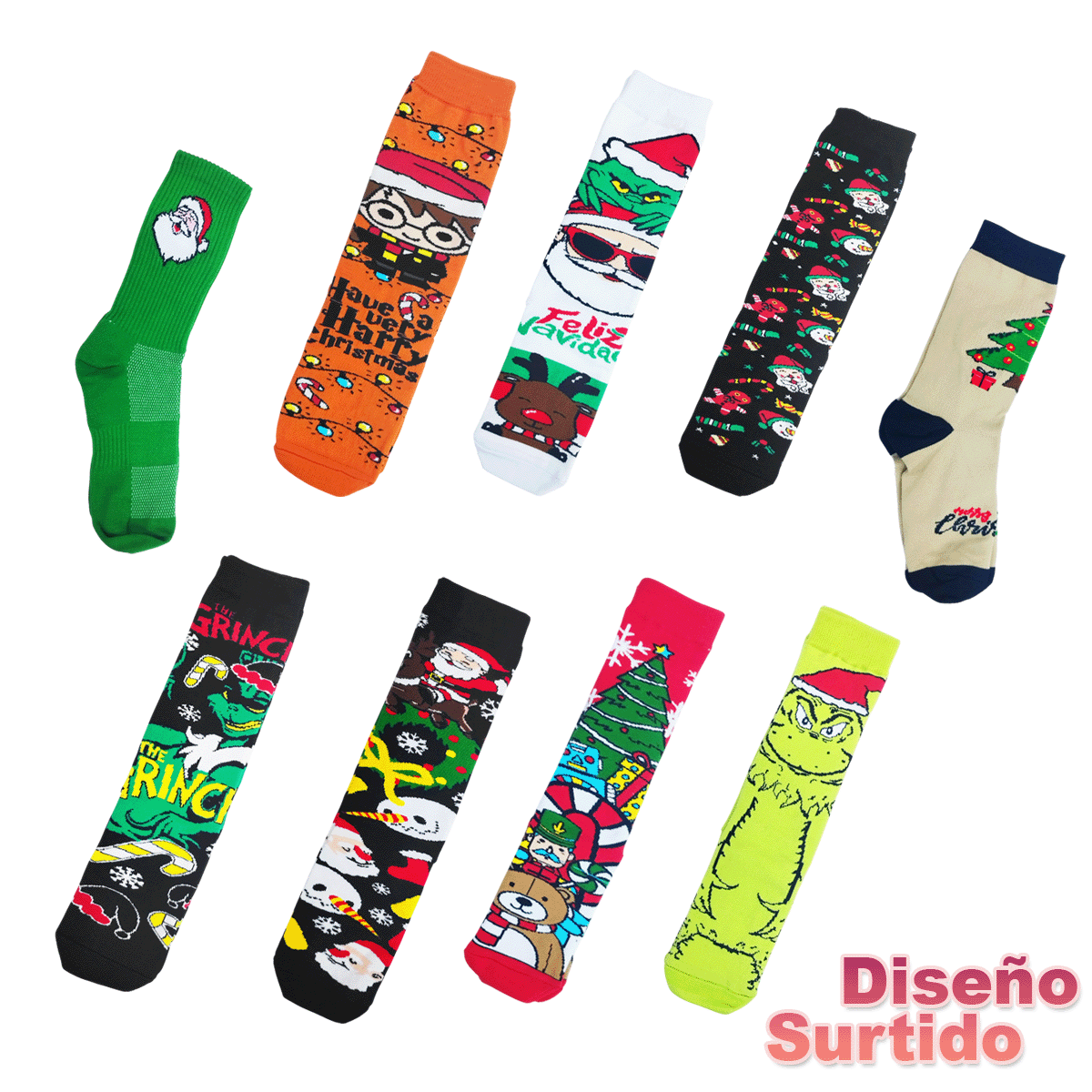 Medias Navideñas Largas Unisex Personajes Árboles Grinch MNN01