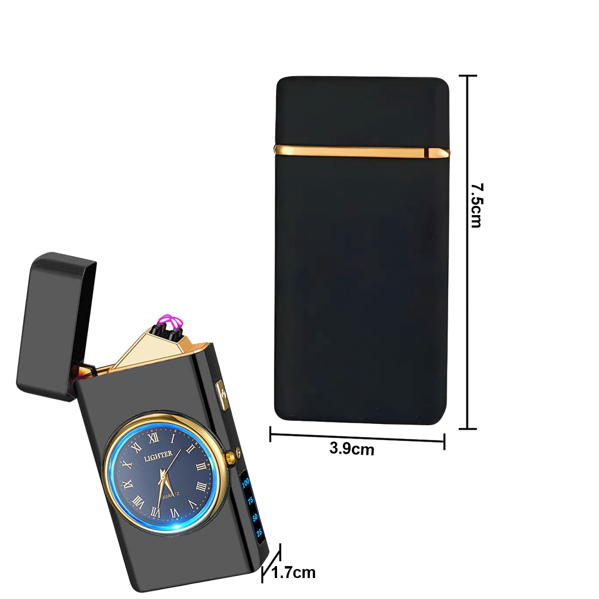 Encendedor Eléctrico de Plasma Recargable USB Reloj Antiviento B0C4NZFHVL