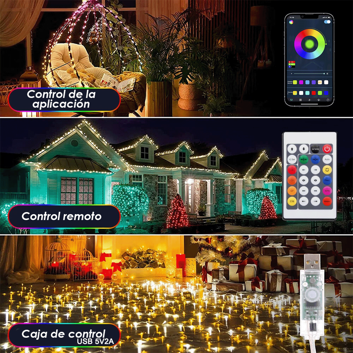 Luz LED Lineal Inteligente RGB 10 Metros Bluetooth App Control Remoto 1619