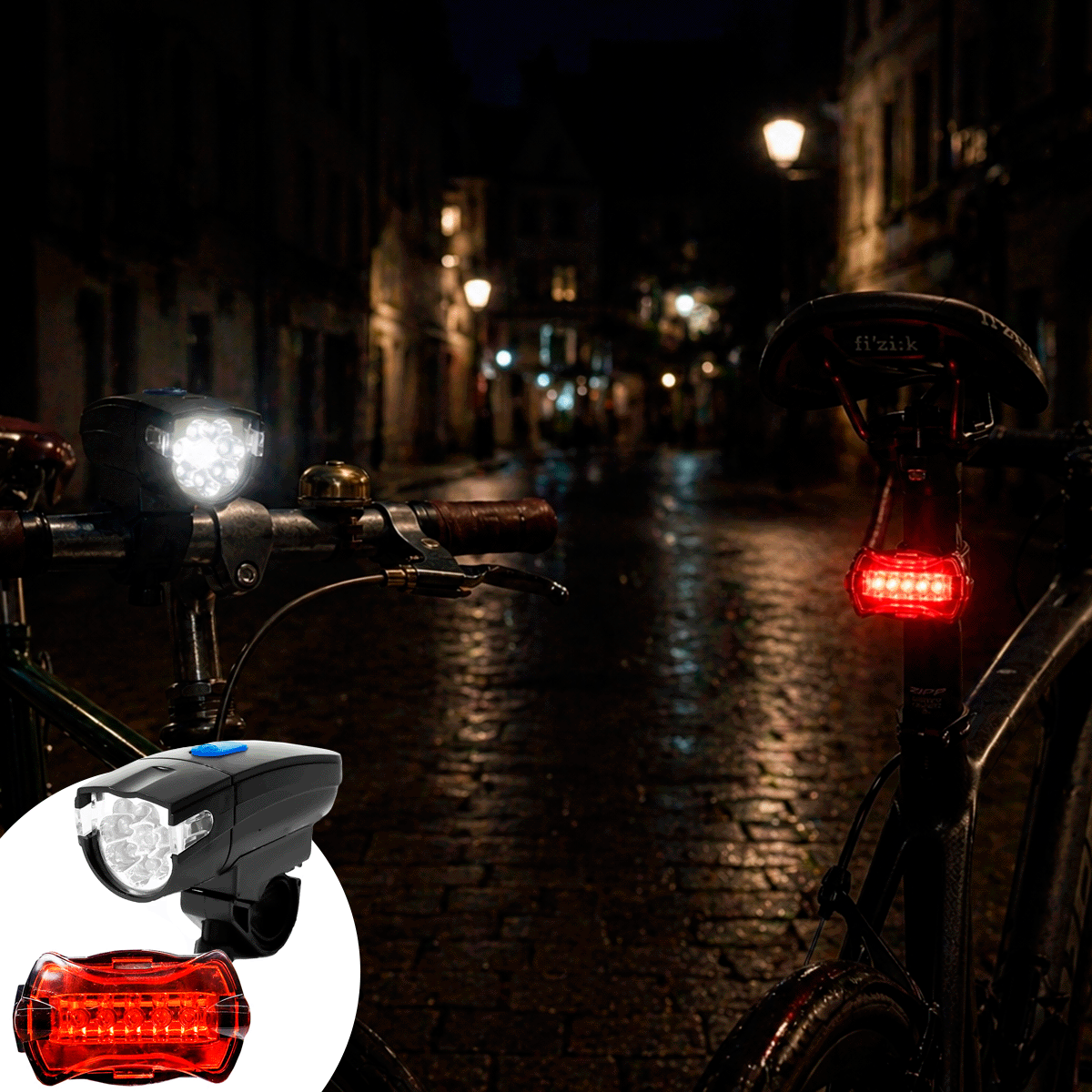Kit Luces LED Bicicleta Delantera y Trasera Luz Stop ZX-860