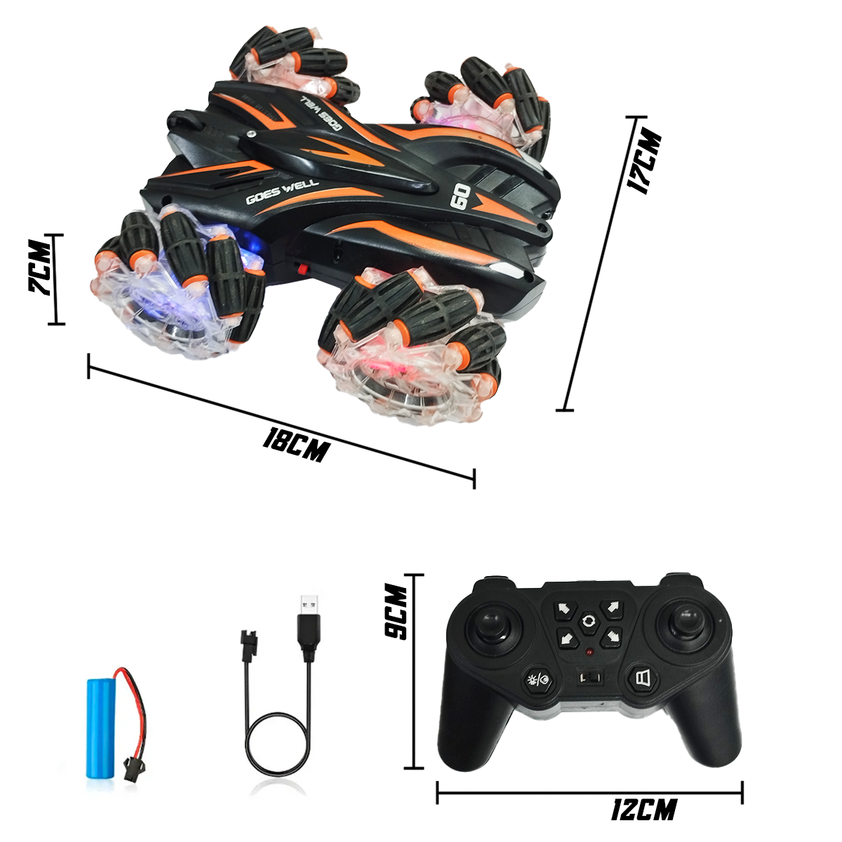 Carro Todo Terreno 360° Sonidos y Luces Control Remoto Acrobático S663