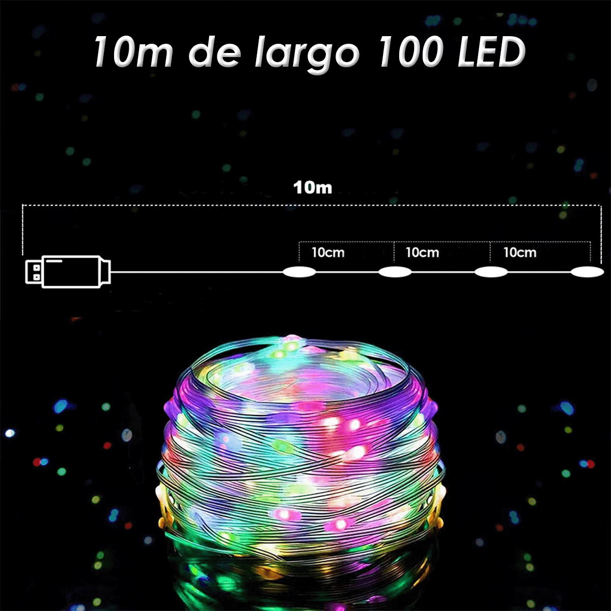 Luz LED Lineal Inteligente RGB 10 Metros Bluetooth App Control Remoto 1619