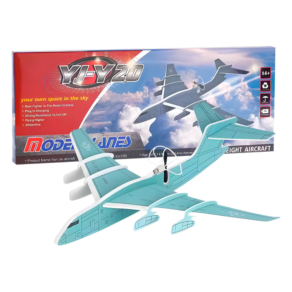 Avión Volador De Espuma Planeador Aeroplano Luces LED Recargable USB Y20