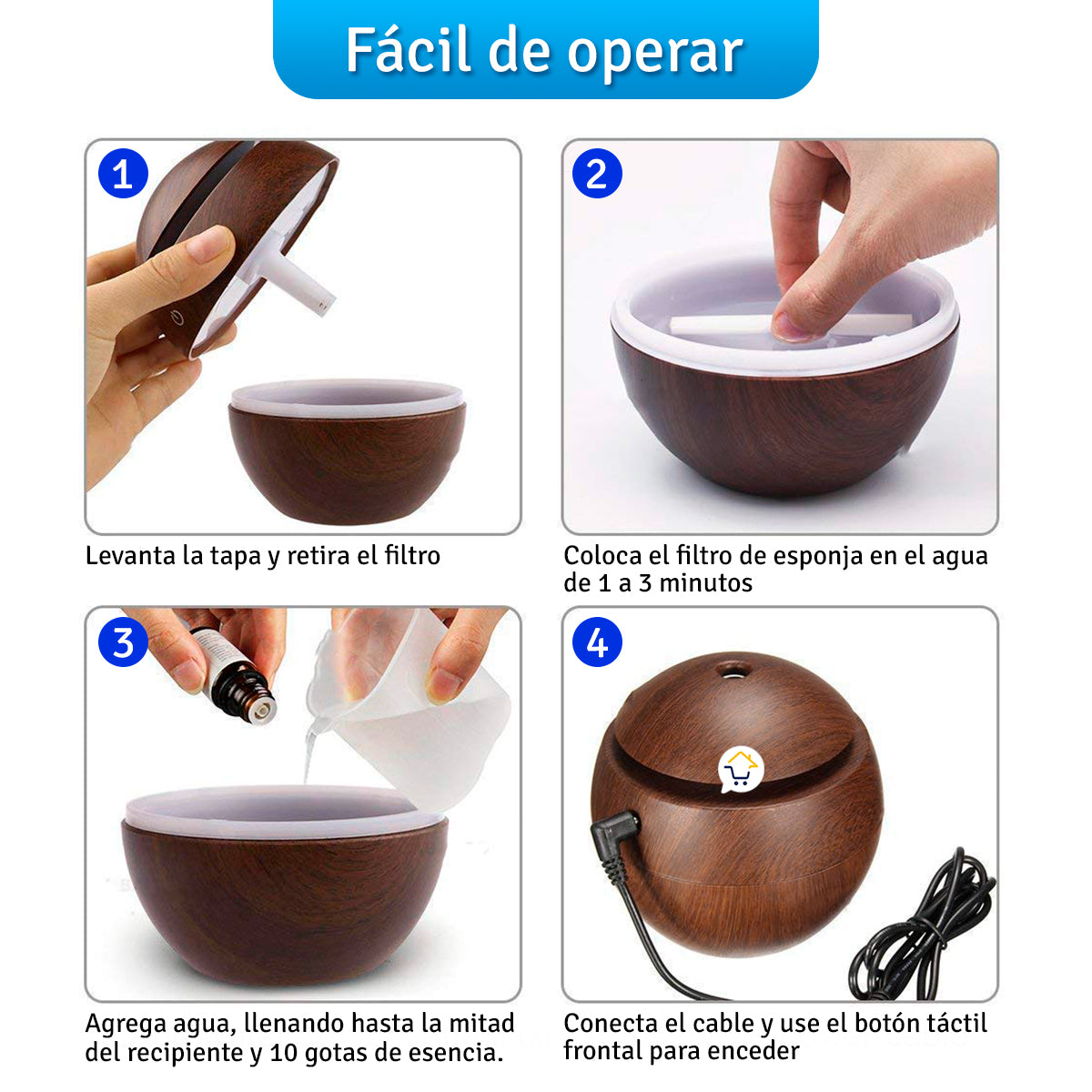 Humidificador de Aire Madera Difusor Aromaterapia LED 007