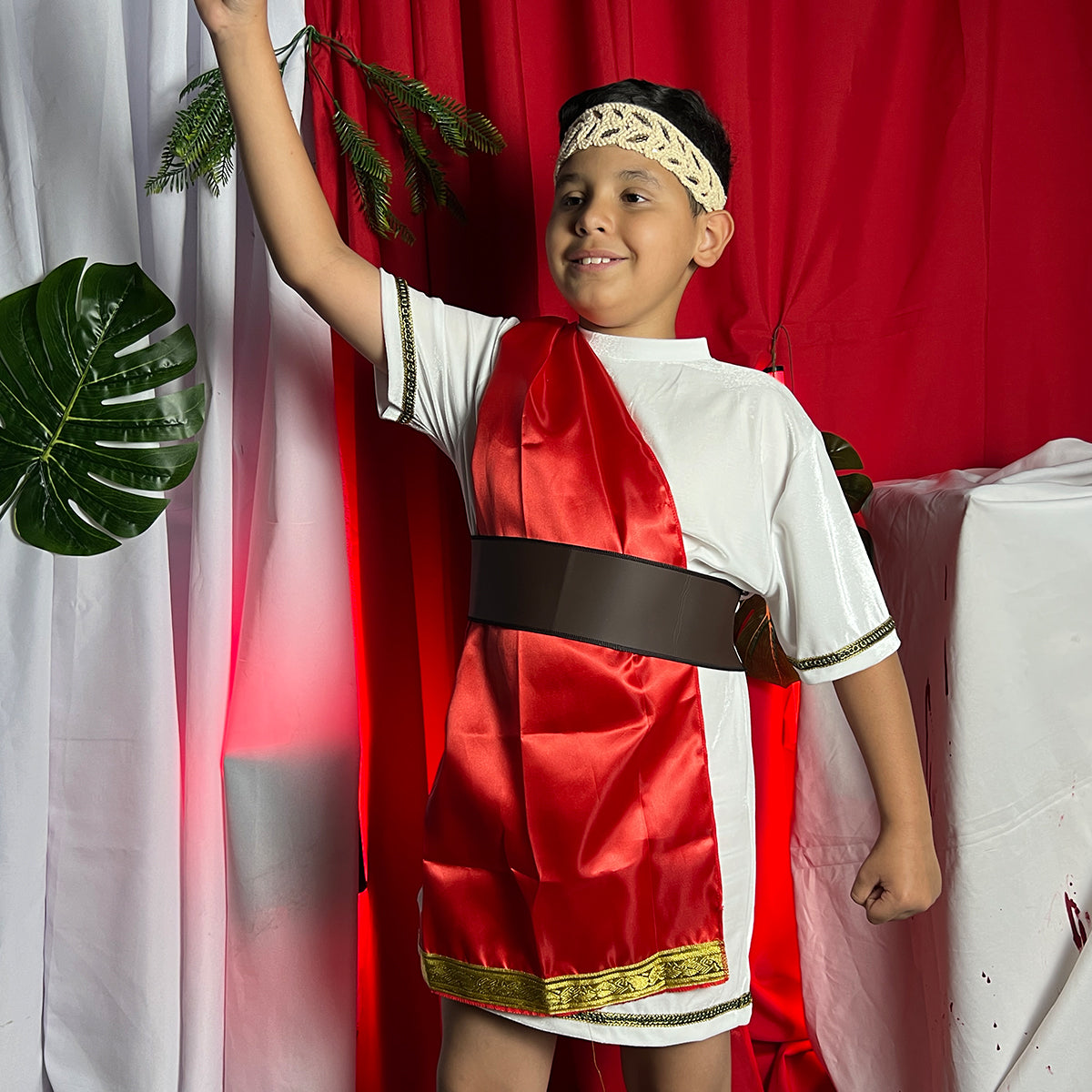 Disfraz Dios Griego Adulto y Niño Toga Olímpica Con Corona Dorada DSGRI