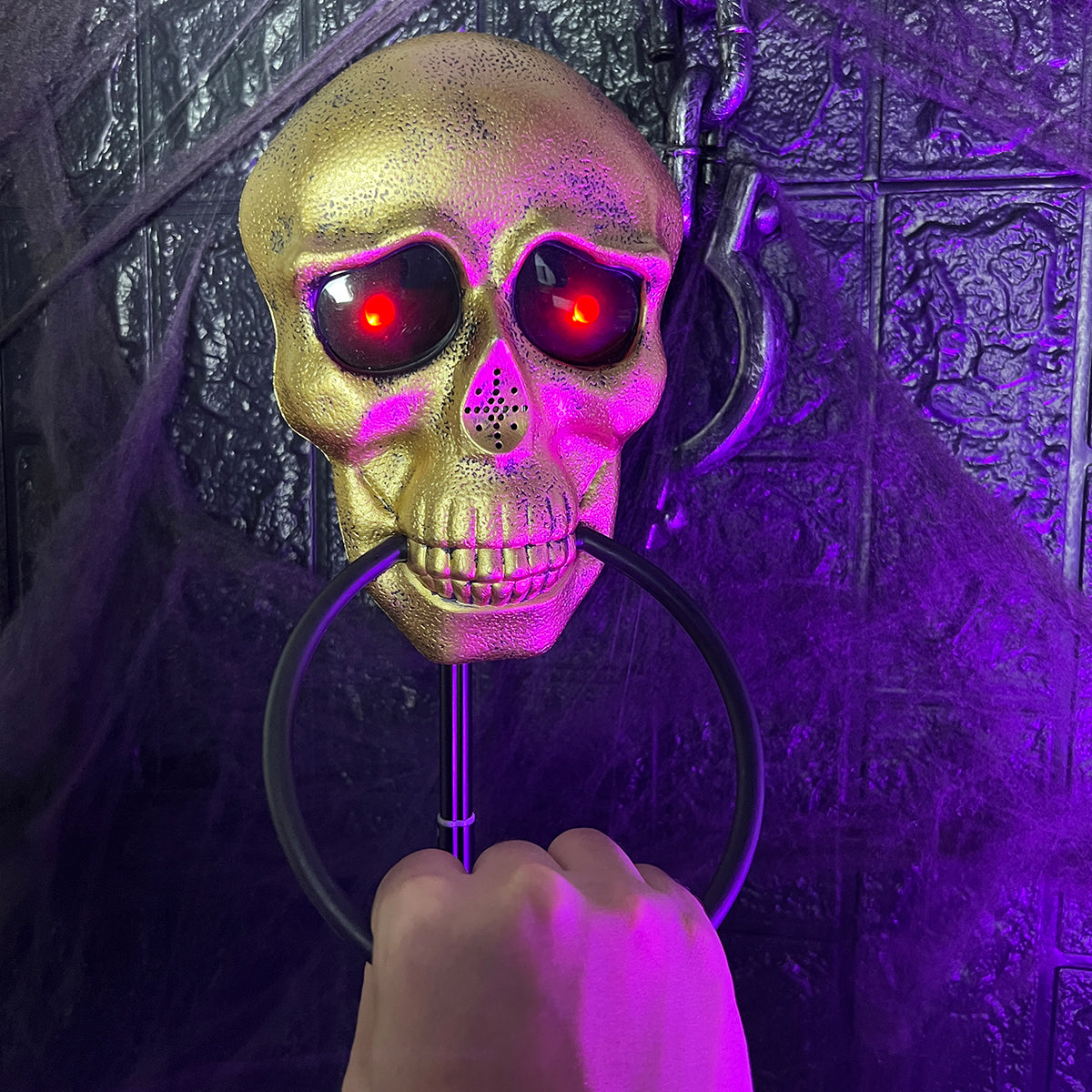 Timbre Halloween Calavera Con Ojos LED Sonido Espeluznante Decoración Puerta AX936-3