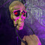 Timbre Halloween Calavera Con Ojos LED Sonido Espeluznante Decoración Puerta AX936-3