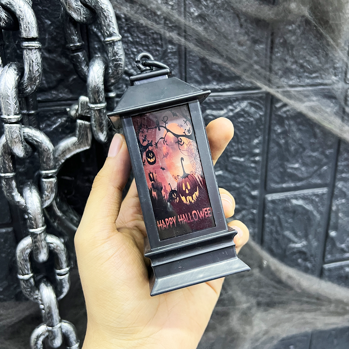 Set 4 Faroles Halloween Decorativos LED Decoración Casa FN01H