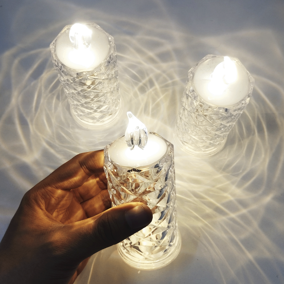 Velas LED X3 Efecto Cristal Sin Llama Decoración Navidad SVD01